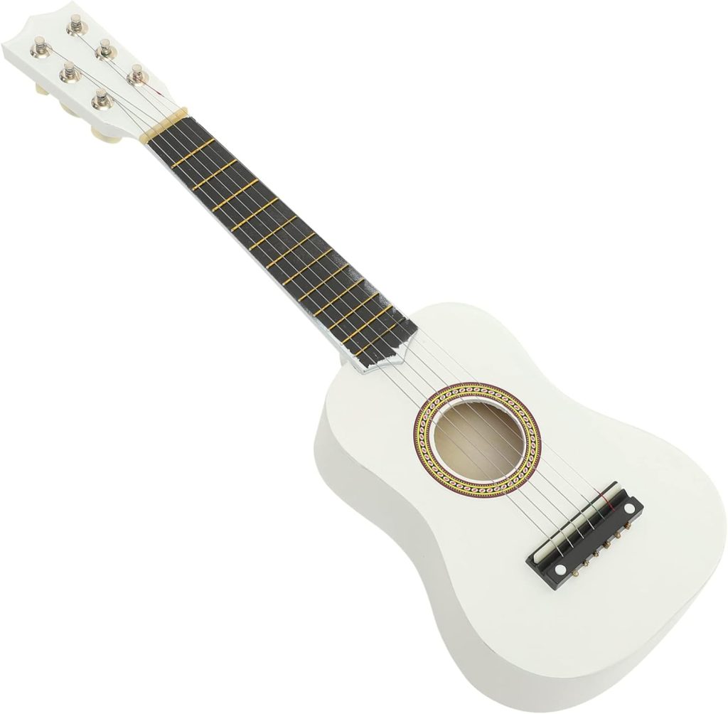 Ciieeo 21 Acoustic Guitars Small Guitar Classical Acoustic Guitar with Pick String for Beginners Kids Adult Musical Instrument(White)