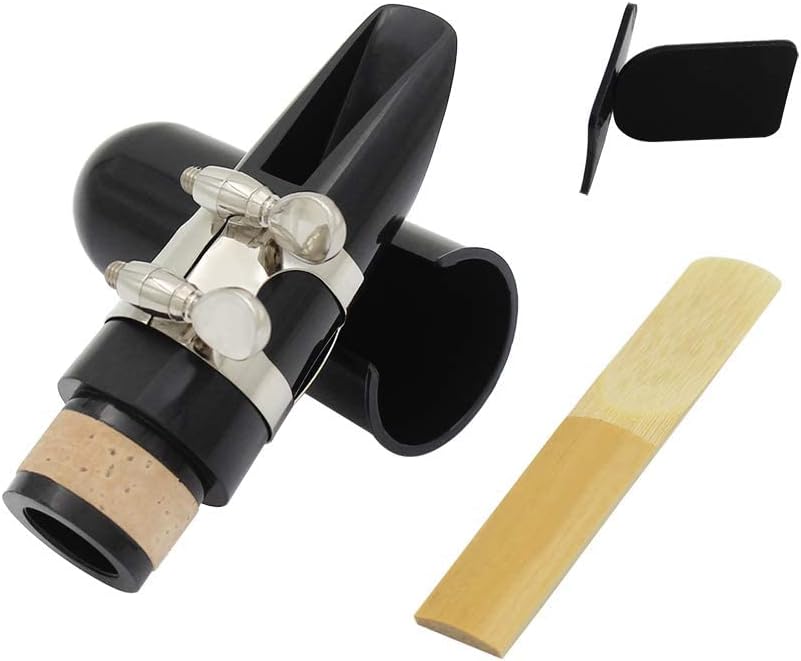 Clarinet Mouthpiece Kit, Includes Ligature+Clarinet Mouthpiece Cushions+Clarinet Strength 2.5 One Reed+Clarinet Mouthpiece Plastic Cap,Black