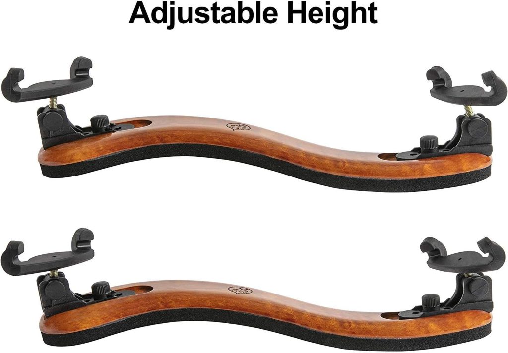 Classic Violin Shoulder Rest (Violin 1/2-1/4  Viola 12-11) with Adjustable Height | Collapsible | Real Maple Wood| Excellent Support Grip - By MIVI Music