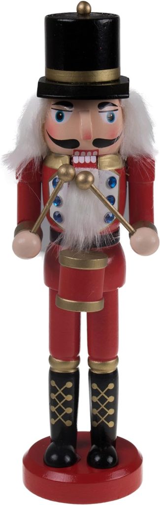 Clever Creations Red Drummer 10 Inch Traditional Wooden Nutcracker, Festive Christmas Décor for Shelves and Tables