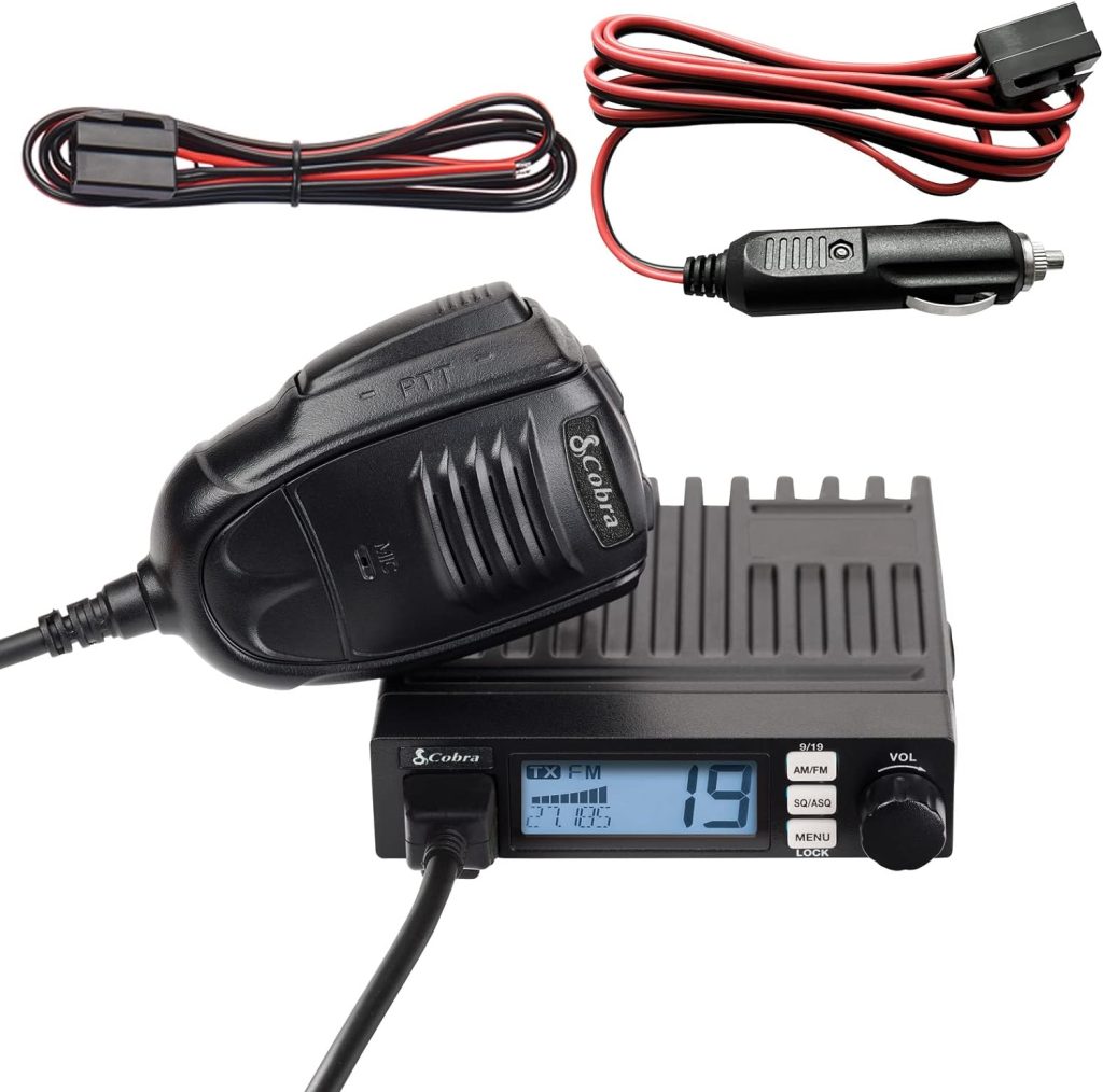 Cobra 19 MINI AM/FM Recreational CB Radio - Dual-Mode AM/FM, 40 Channels, Travel Essentials, Time Out Timer, VOX, Auto Squelch, Auto Power, Instant Channel 9/19, 4-Watt Output, Easy to Operate, Black : Electronics