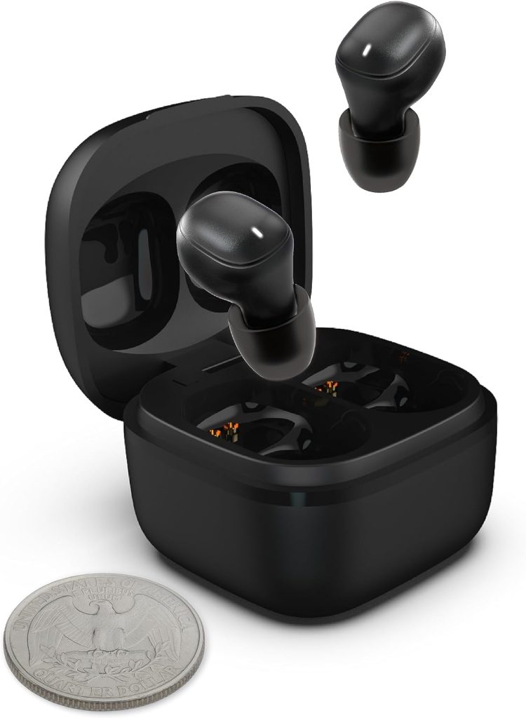 Coby Mini True Wireless Earbuds | Compact Lightweight in-Ear Headphones w/Case | Worlds Smallest Wireless Ear Buds w/Built-in Mic | Wireless Headphones, Bluetooth Headphones w/ 12-HR Play (Black)