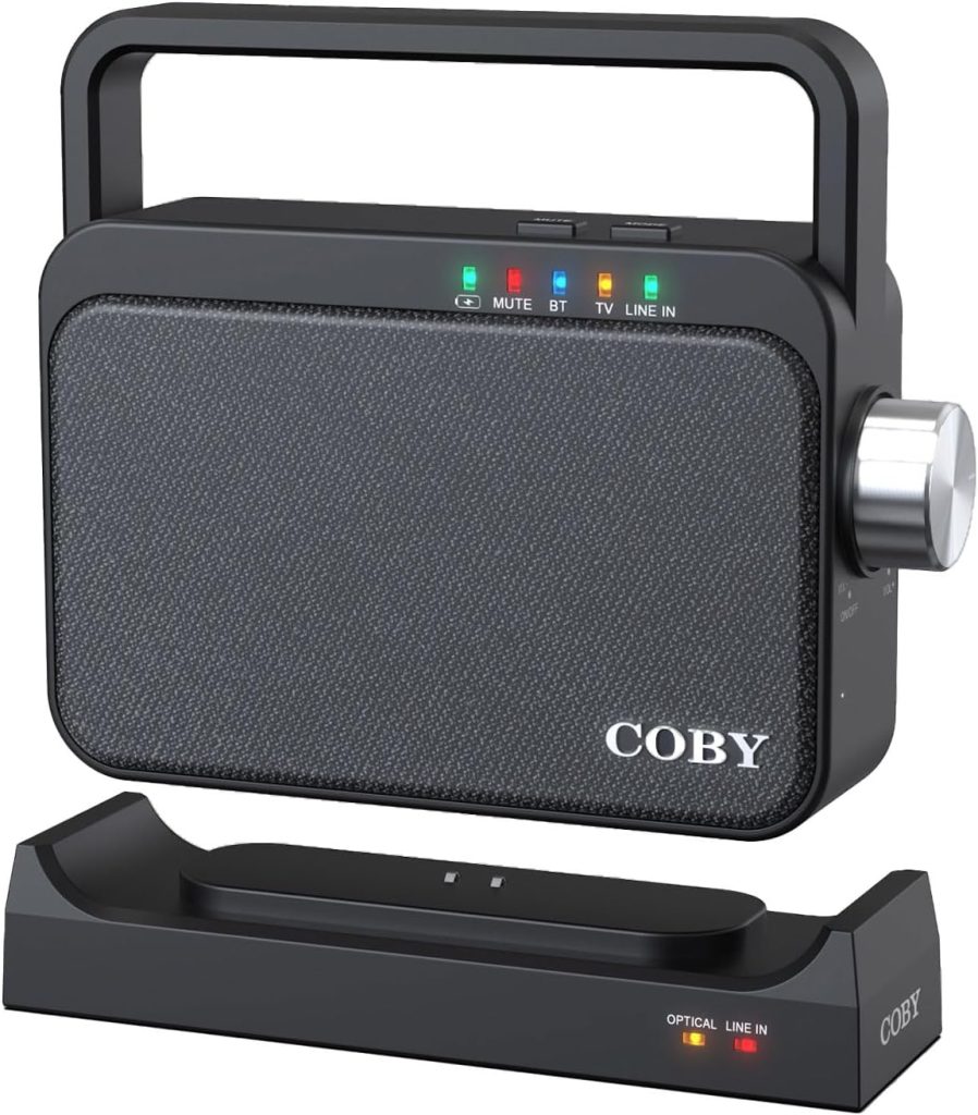 Coby Wireless Digital Hearing Amplifier TV Audio Speaker for Hard of Hearing - Portable TV Listening Assistance Bluetooth Speaker for Seniors, Elderly, and Hearing Impaired with Voice Highlighting,Black,CSTV130