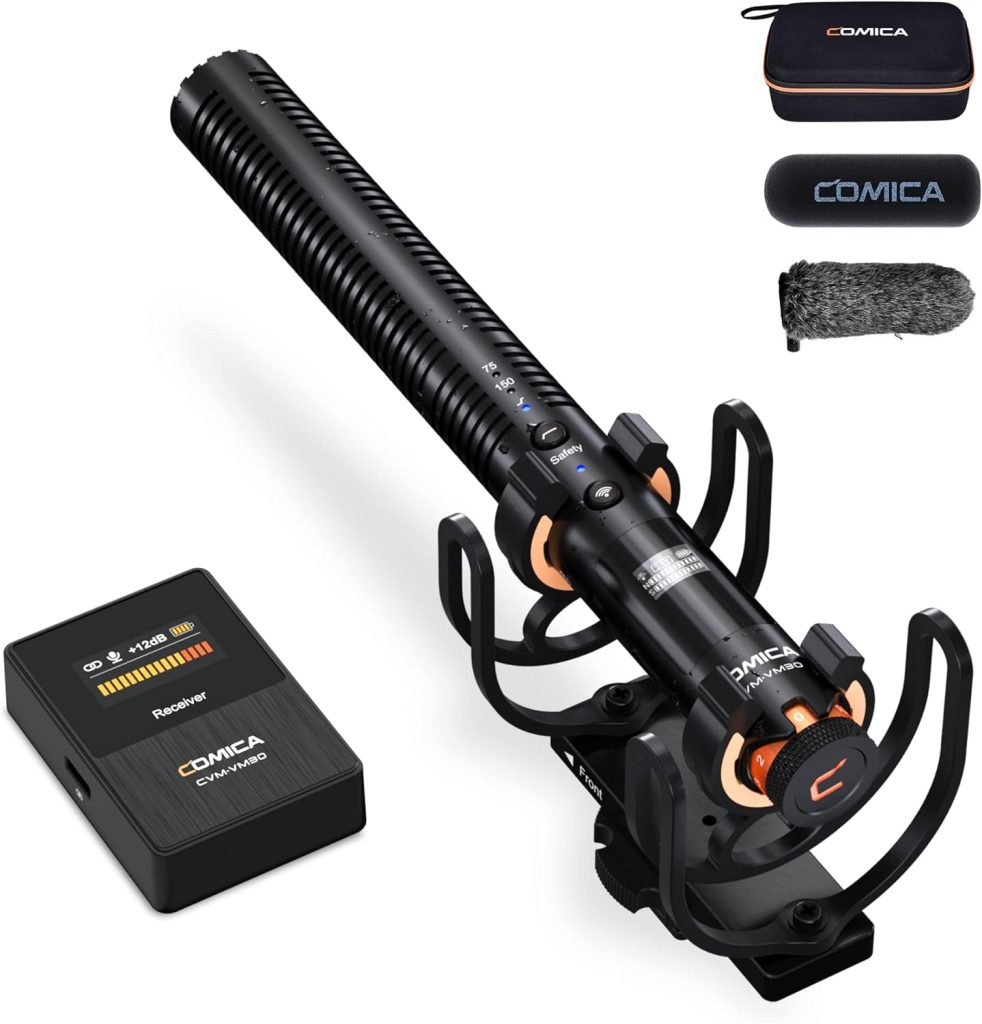 Comica VM30 Shotgun Microphone, with Wireless Modes, USB C Digital Output, 75/150Hz, Super-Cardioid Universal Video Microphone for Filmmakers, Vloggers - Wireless Mic for Camera, Smartphone, and PC