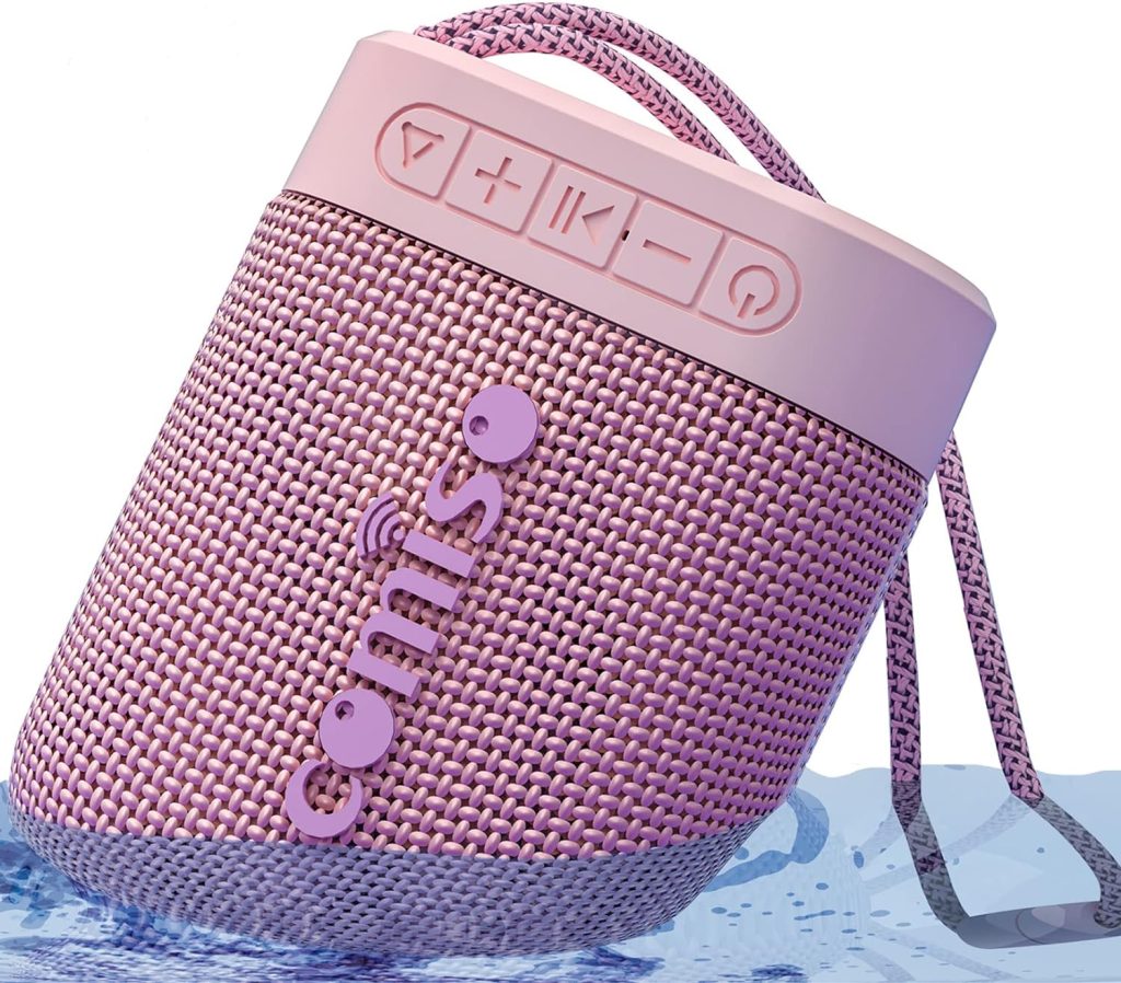 comiso IPX7 Waterproof Bluetooth Speakers, Portable Wireless Speakers with Rich Bass HD Sound, Small Compact Floating Speaker with 20H Playtime for Beach, Pool, Shower, Outdoor Travel - Rose Gold