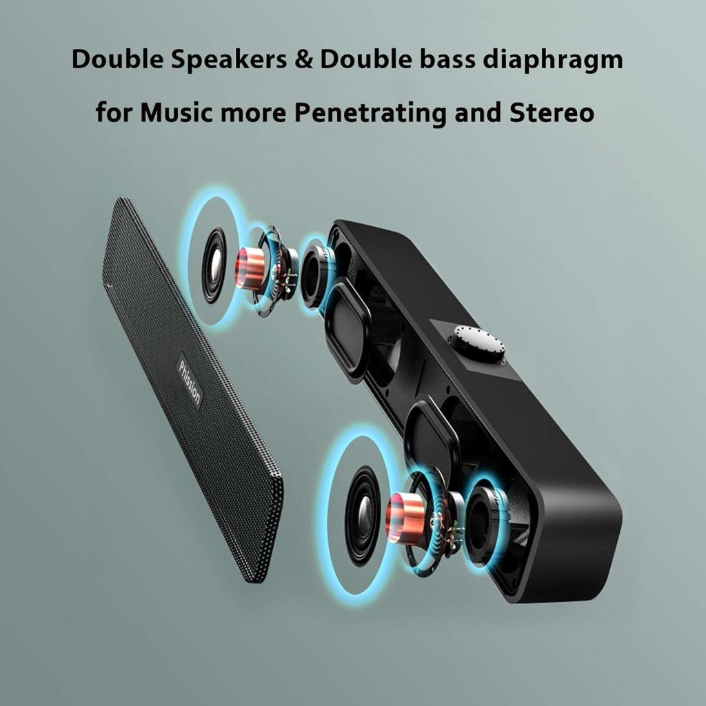 Computer PC Speakers, Bluetooth 5.3 Sound bar Monitor Speakers, Wired USB-Powered, Great Stereo Sound, Volume Control Knob, USB Desktop Speaker for Monitor, Tablets, Laptop, Tablets, Ps5, Smartphone
