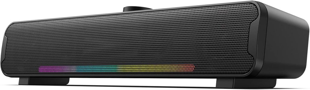 Computer Speakers, Bluetooth Dynamic RGB Laptop Sound Bar, 16W Dual HiFi Stereo with 6 LED Color Mode Desktop Soundbar, USB Powered Computer Speakers for Desktop, Monitor, Phone, PC, Laptop, Tablets