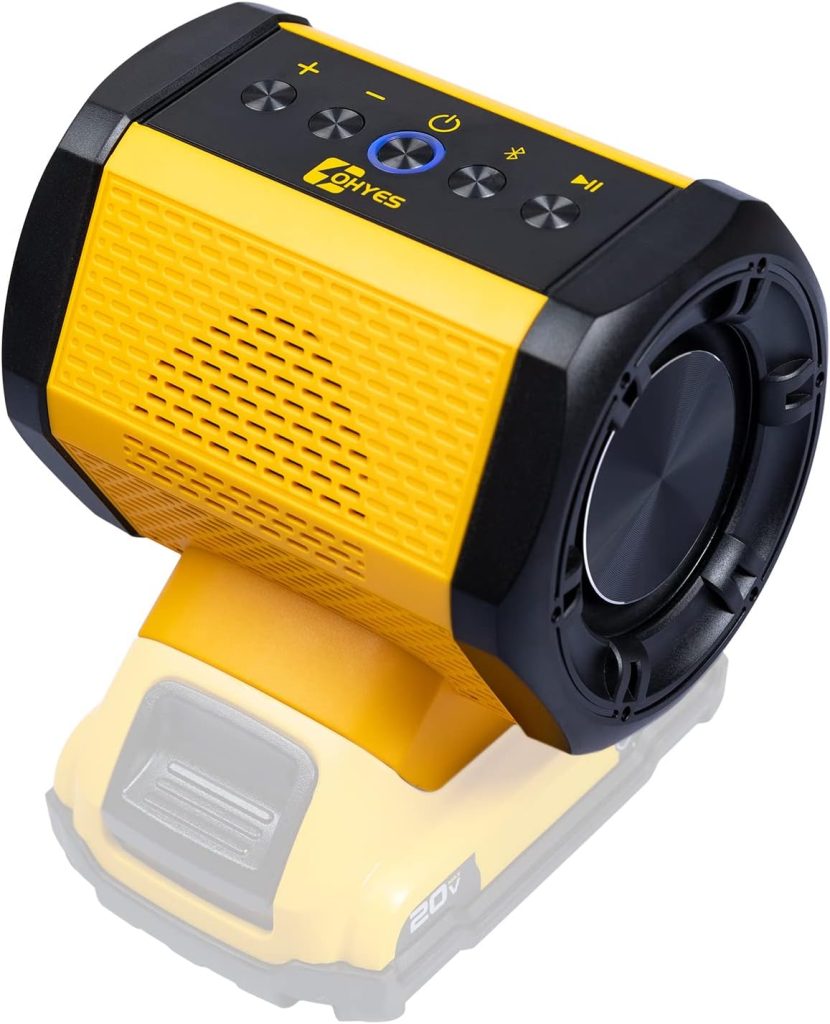 Cordless Bluetooth Speaker Compatible with DeWALT 18v 20v Max Including 20-60v Flexvolt Battery for Jobsite, Outdoor and Festival Party (Battery not Included)