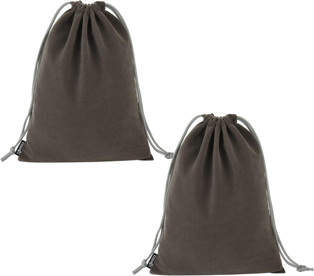 Cosmos Set of 2 Premium Gray Travel Carry Drawstring Headphones Pouch Bag (Gray Color)