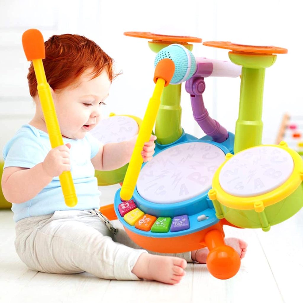 Cozybuy Kids Drum Set for Toddlers 1-3, Baby Drum Set Musical Toddlers Drum Toys with 2 Drum Sticks, Beats Flash Light and Microphone Baby Drums 1 Year Old, Birthday Gift for 1-6 Years Old Boys Girls : Toys  Games