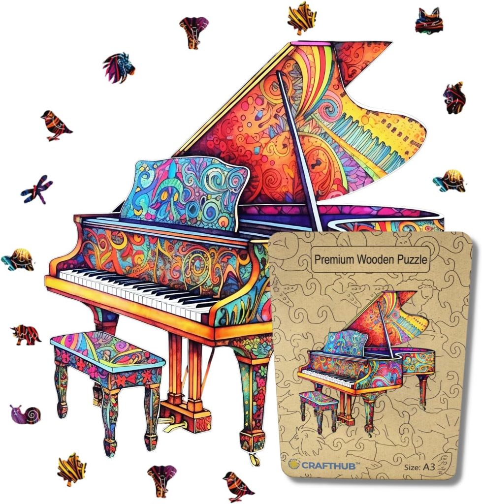 CRAFTHUB Premium Quality Wooden Piano Jigsaw Puzzle: Ideal Gift for Music Lovers/A3 Size, 11x11.7