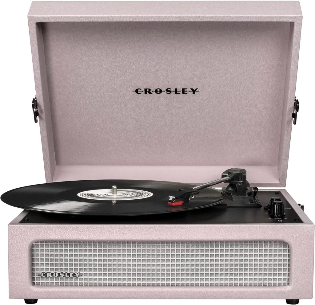 Crosley CR8017B-AM Voyager Vintage Portable Vinyl Record Player Turntable with Bluetooth in/Out and Built-in Speakers, Amethyst