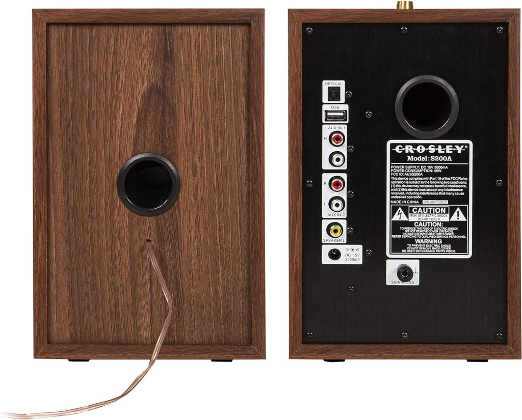 Crosley S200A-WA 4 Active Powered Bluetooth Stereo Speakers with Optical, USB, and Aux Connections, Walnut