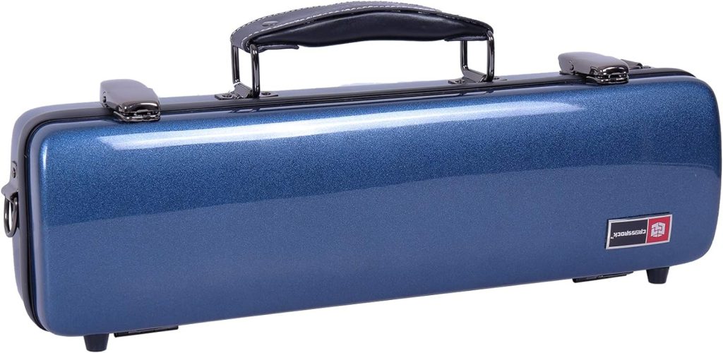 Crossrock Case for Both C and B Foot Flute-Fiberglass Hardshell with Backpack Straps-Blue(CRF1000FLBL-2)