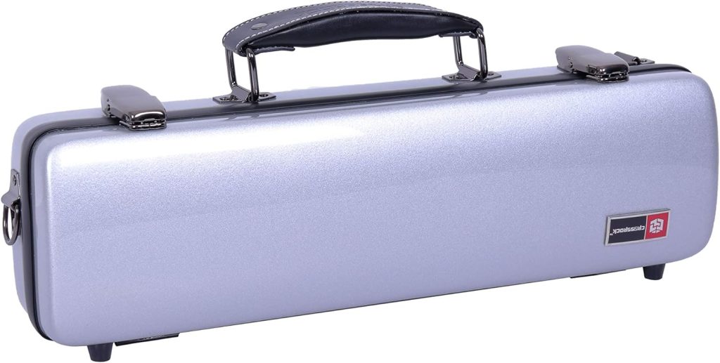 Crossrock Case for Both C and B Foot Flute-Fiberglass Hardshell with Backpack Straps-Silver(CRF1000FLSL-2)