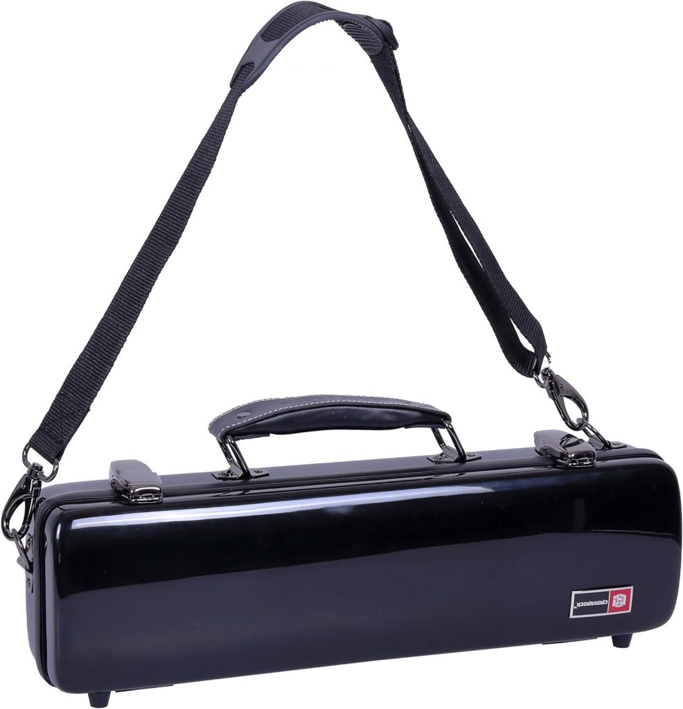 Crossrock Case for Both C and B Foot Flute-Fiberglass Hardshell with Backpack Straps-Silver(CRF1000FLSL-2)