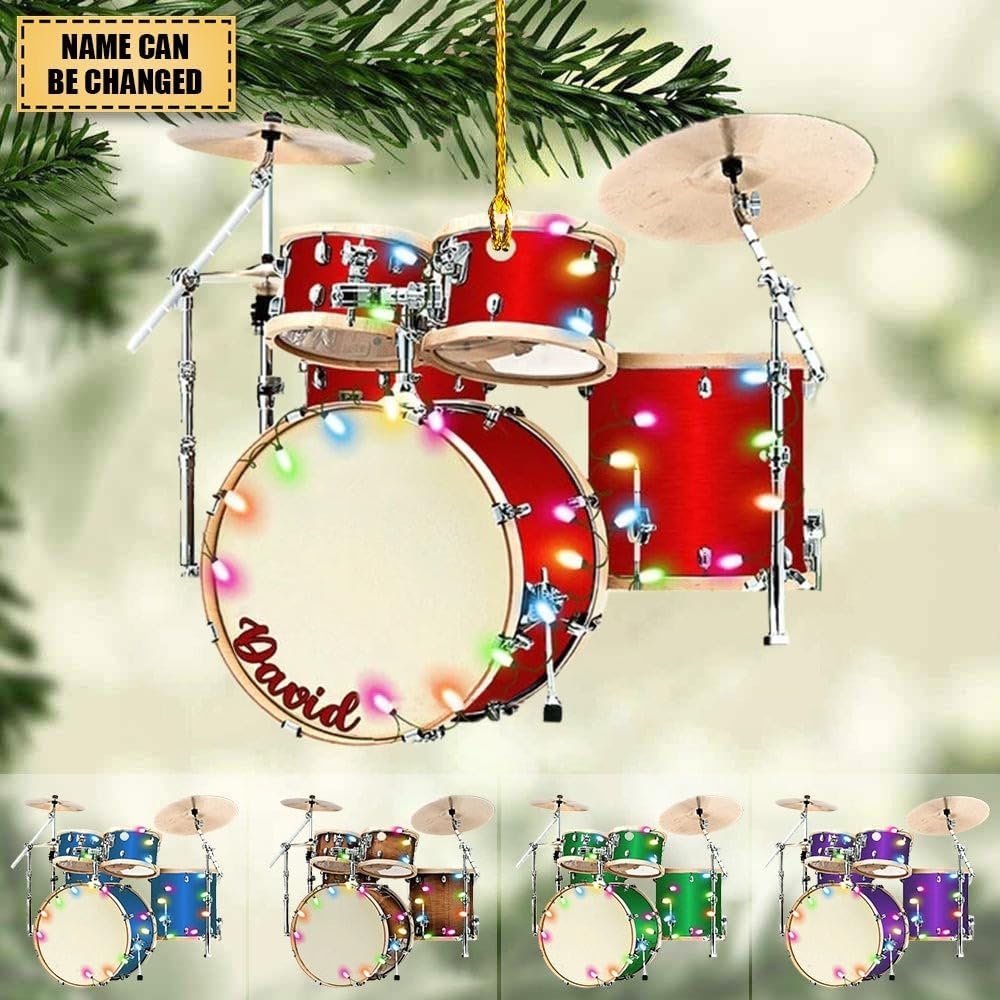 Custom Drum Acrylic Ornament, Personalized Drum Christmas Ornament, Drums Ornament, Drum Ornaments for Christmas Tree, Christmas Decorations Ornaments, Gift for Drummer, Drum Players, Christmas