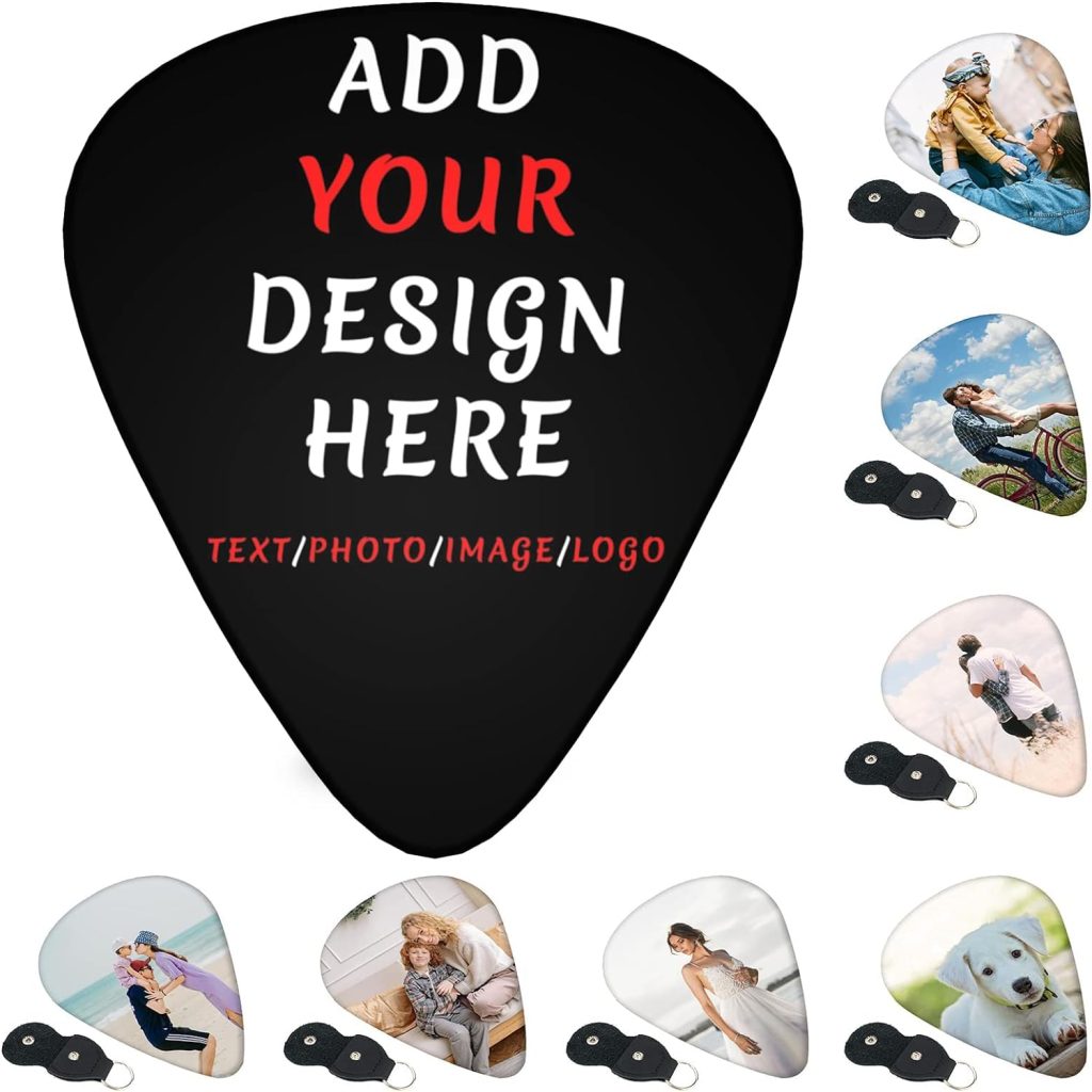 Custom Guitar Picks 6-pack Personalized Add Your Own Text Name Image Great Gift for Kids, Teens, Men,Women Guitar Players (0.46mm)