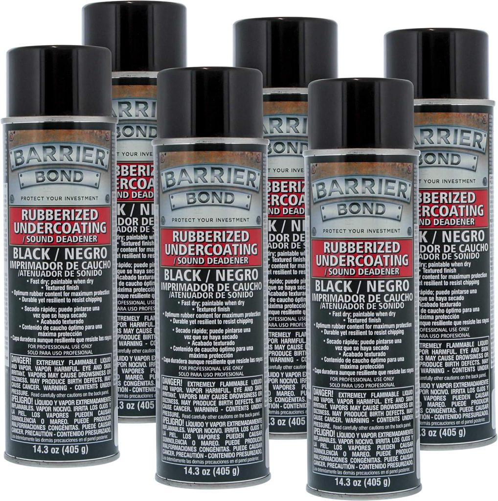 Custom Shop Barrier Bond Black Rubberized Undercoating Sound Deadener - 14.3 Fl. Ounce Spray Can (Pack of 6)