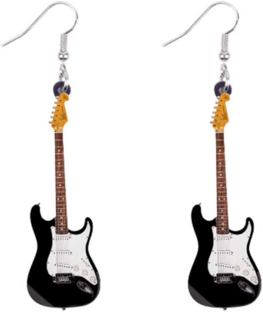 Cute Music Bass Electric Guitar Earrings Funny Charms Instrument Acrylic Dangle Earrings Creative Statement Jewelry Gifts for Music Lovers