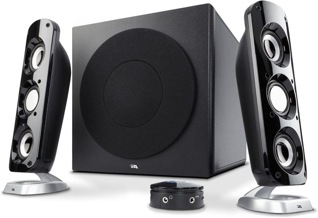Cyber Acoustics CA-3908 2.1 Multimedia Speaker System with Subwoofer, 92 Watts Peak Power, Deep Bass, Perfect for Music, Movies, and Games on Desktops, Laptops, Consoles