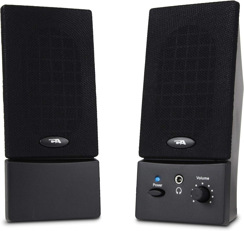 Cyber Acoustics USB Powered 2.0 Desktop Speaker System with 3.5mm Audio for Laptops and Desktop Computers (CA-2016), Black