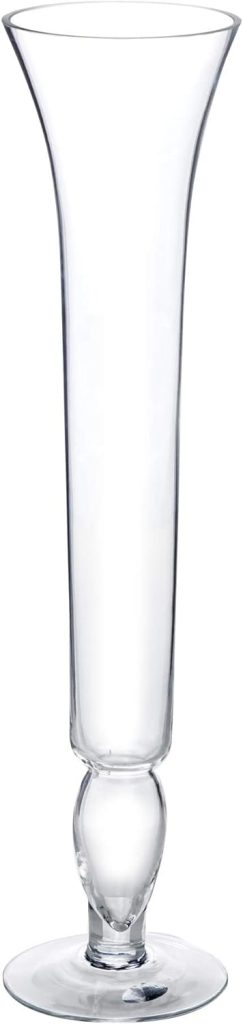 CYS EXCEL 20 Clear Glass Trumpet Vase (Pack of 1) | Tall Pilsner Vase Centerpiece Decor | Floral Arrangement Decoration