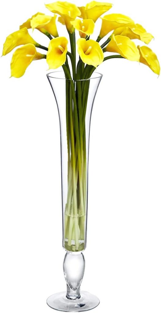 CYS EXCEL 20 Clear Glass Trumpet Vase (Pack of 1) | Tall Pilsner Vase Centerpiece Decor | Floral Arrangement Decoration