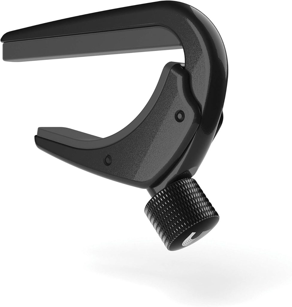 DAddario Accessories Ukulele Pro Capo - For Soprano, Concert, Tenor, Baritone Ukuleles - 4 String Ukulele Capo - Micrometer Tension Adjustment for Buzz-Free, In-Tune Performance - Black