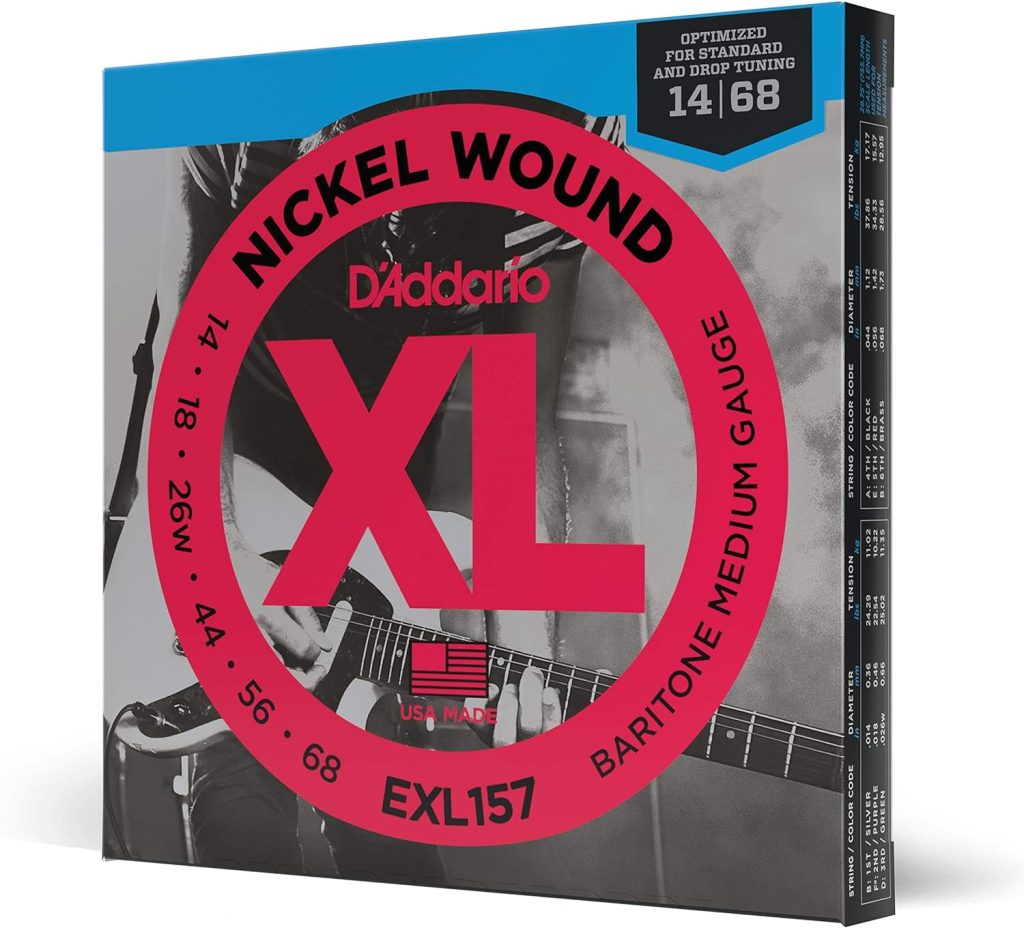 DAddario Guitar Strings - XL Nickel Electric Guitar Strings - EXL157 - Perfect Intonation, Consistent Feel, Reliable Durability - For 6 String Guitars - 14-68 Medium Baritone