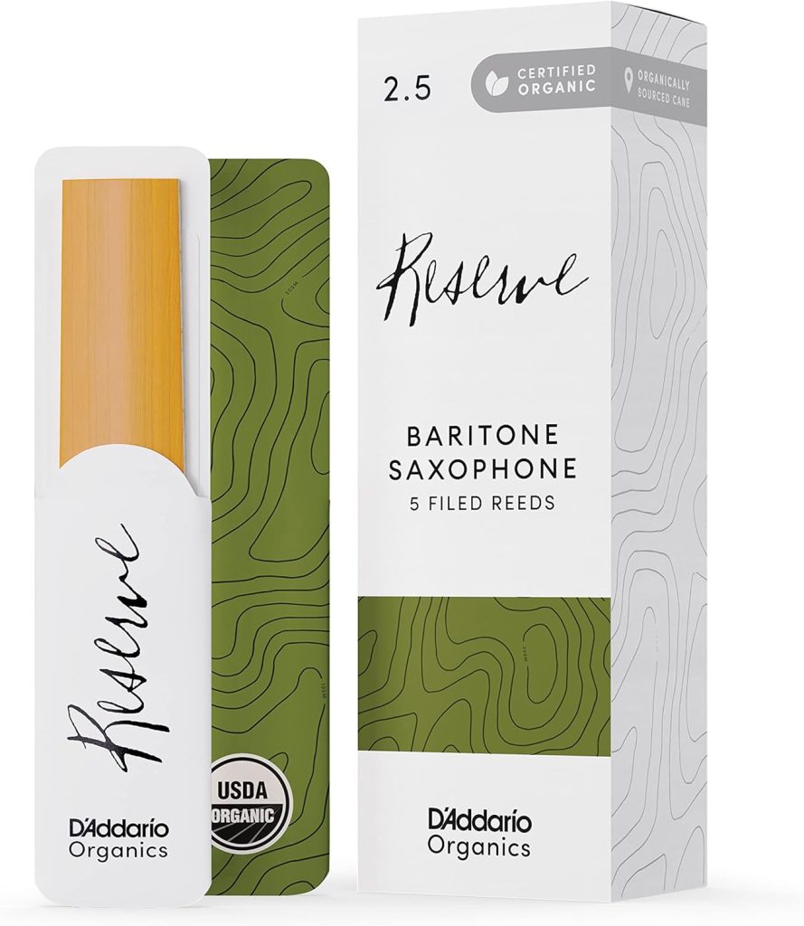 DAddario Organic Reserve Baritone Saxophone Reeds - Sax Reeds - The First  Only Organic Reed - 2.5 Strength, 10 Pack