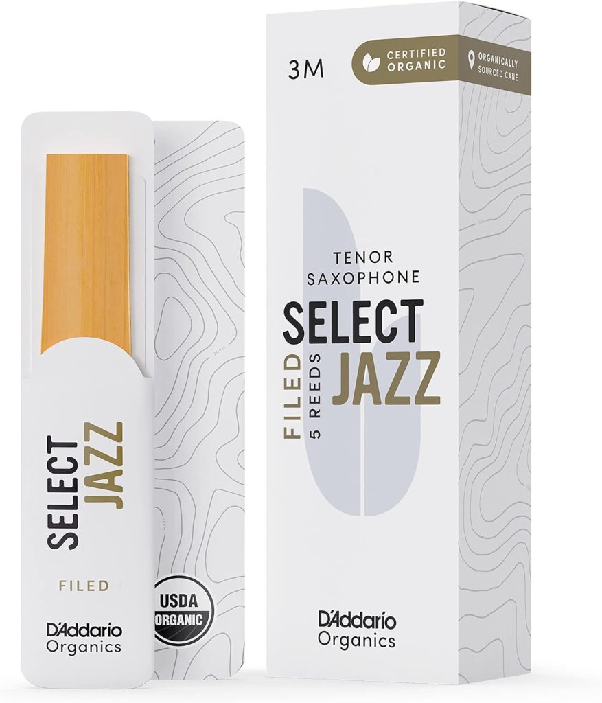 DAddario Organic Select Jazz Filed Tenor Saxophone Reeds - Sax Reeds - The First  Only Organic Reed - 3 Medium, 5 Pack