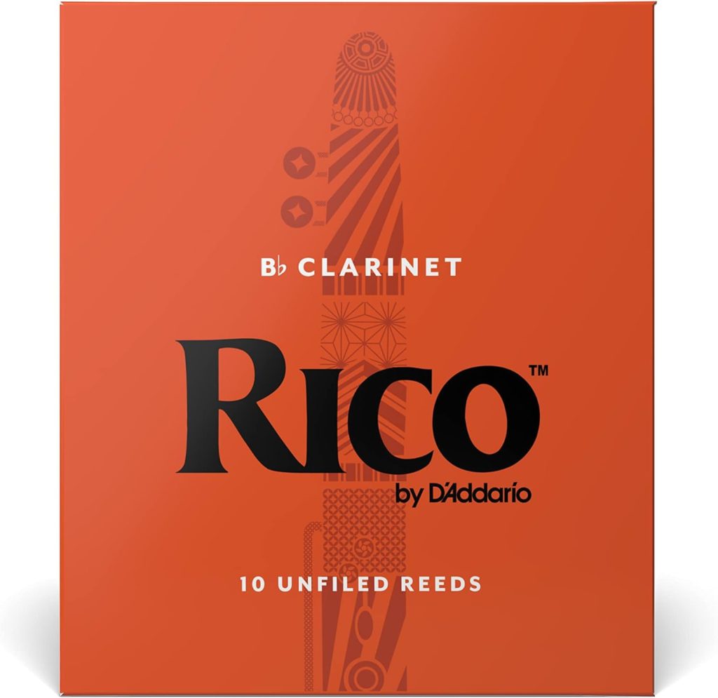 D’Addario Woodwinds Bb Clarinet Reeds - Reeds for Clarinet - Thinner Vamp Cut  Unfiled for Ease of Play, Traditional Blank for Clear Sound - Clarinet Reeds 2 Strength, 10-Pack