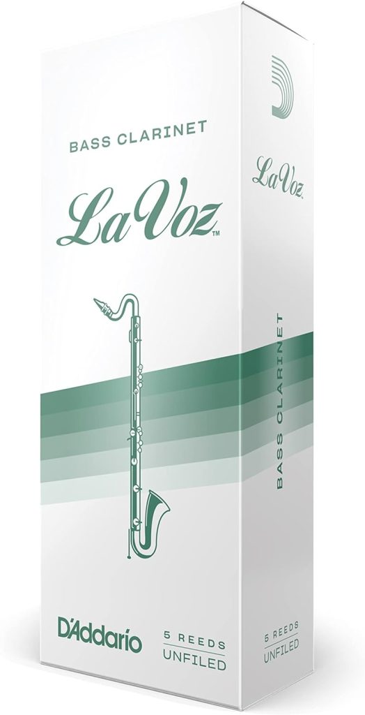 D’Addario Woodwinds La Voz Bass Clarinet Reeds, Strength Medium Soft, 5 Pack
