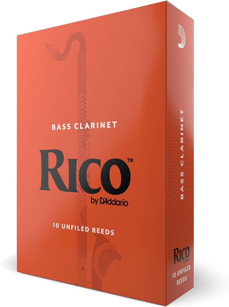 D’Addario Woodwinds REA2525 Bass Clarinet Reeds, Strength 2.5, 25-pack