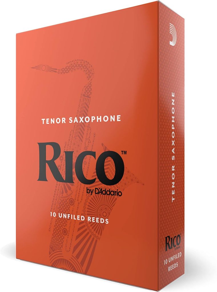 D’Addario Woodwinds Tenor Saxophone Reeds - Tenor Sax Reeds - Unfiled Cut, Thinner Vamp for Ease of Play - Strength 2.5-10 Pack