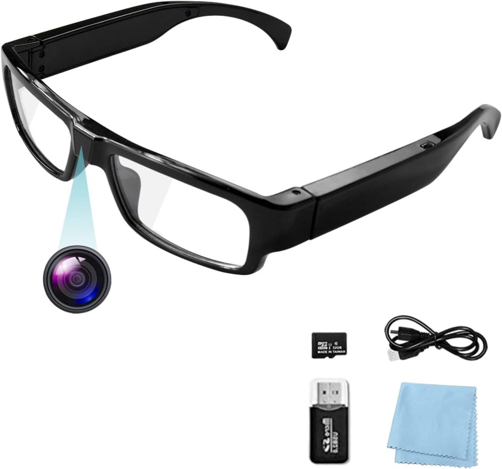 dahocamgo 1080P Camera Glasses Video Glasses HD Eyewear Spy Camera Video Recording Camera Photo Taking Video Camcorder for Meeting, Travel, Sports(Included 32G TF Card)