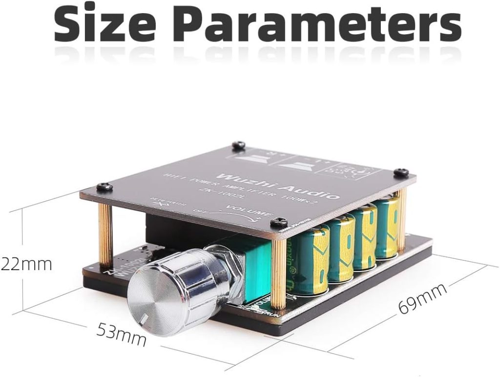 DAMGOO Bluetooth Amplifier Board, 100W+100W Peak Output Power, 2.0 Channel DC:8-24V, Password Free Connect, BT 5.0 AMP Board for DIY Wireless Speakers Board