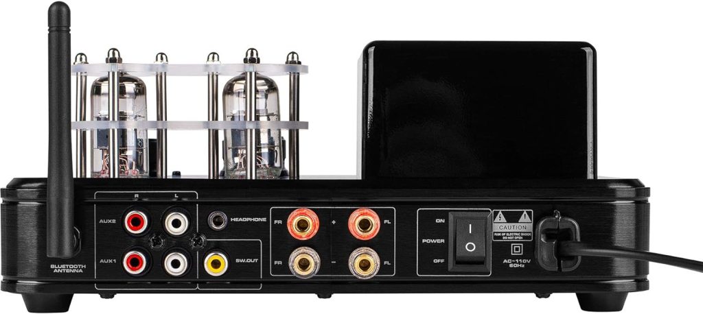 Dayton Audio HTA20BT Hybrid Stereo Tube Amplifier with Bluetooth 4.2 USB Aux in Headphone Sub Out