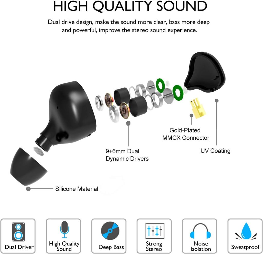 BASN Bsinger BC100 in Ear Monitor Headphone Universal Fit Noise Cancelling  Earphone for Musician Singer Band Studio Audiophile