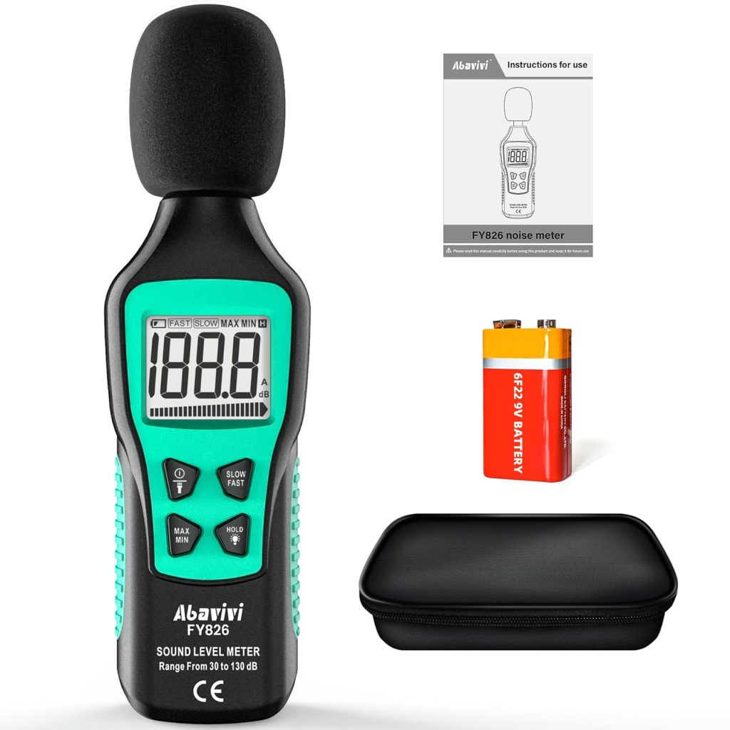 Decibel Meter Sound Level Reader, High Accuracy Sound Pressure Level Meter (SPL Meter) 30-130dB Range MAX/MIN Data Hold with Large LCD Display Backlight for Home, School and Workplace