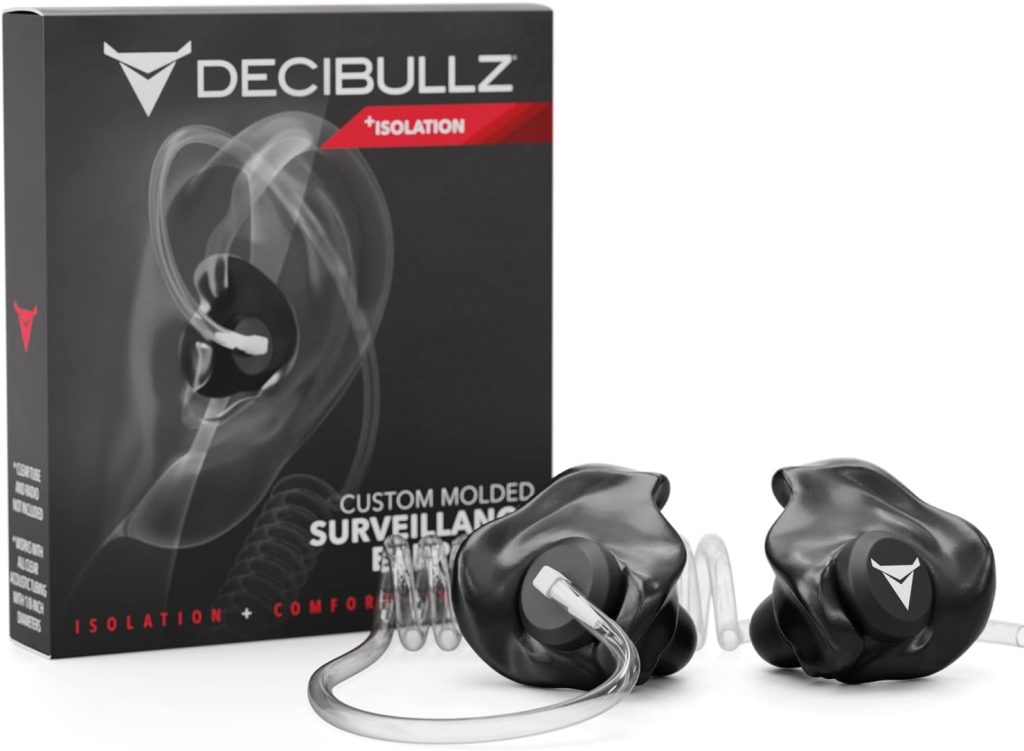 Decibullz Custom Molded Security Radio Surveillance Earpiece Set, Thermo-Fit Designed for Clear Acoustic Tube Radios, Isolation