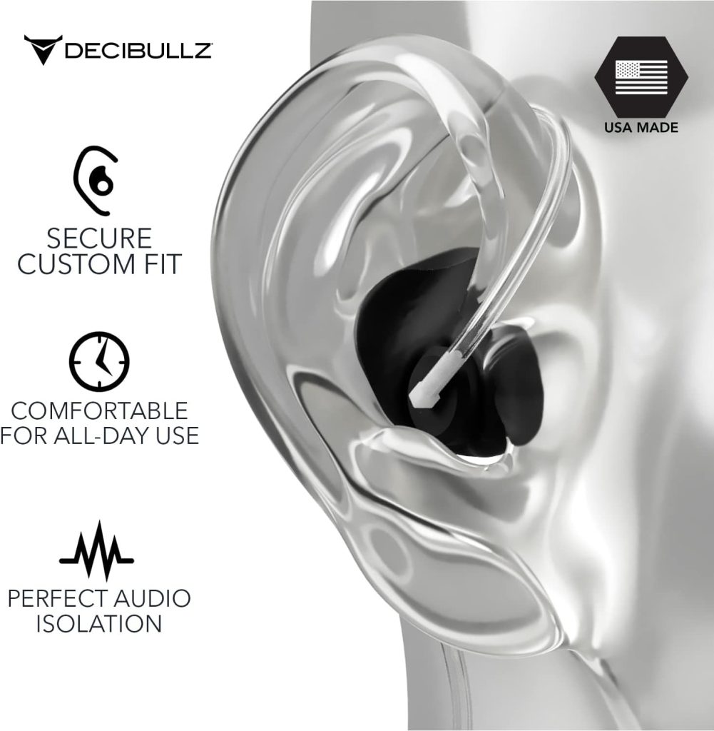 Decibullz Custom Molded Security Radio Surveillance Earpiece Set, Thermo-Fit Designed for Clear Acoustic Tube Radios, Isolation