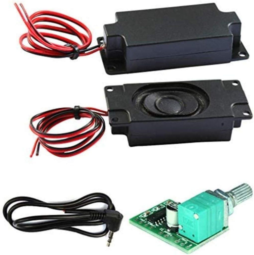 Degraw DIY Speaker Kit - PAM8403 5V Amplifier + 2Pcs 4 ohm, 3 watt Speakers - Mini Class D Digital Audio Amplifier amp Board Module kit for Arduino, Includes 3.5mm Plug!