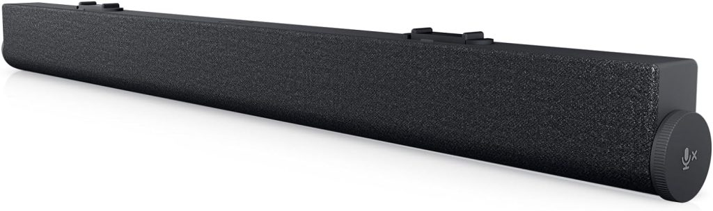 Dell SB522A Slim Conferencing Soundbar - Mute Microphone, Call Answer/End Controls, Indicator Light, Noise Reduction, Magnetic, USB Connector, Zoom Certification, Microsoft Teams Certified - Black