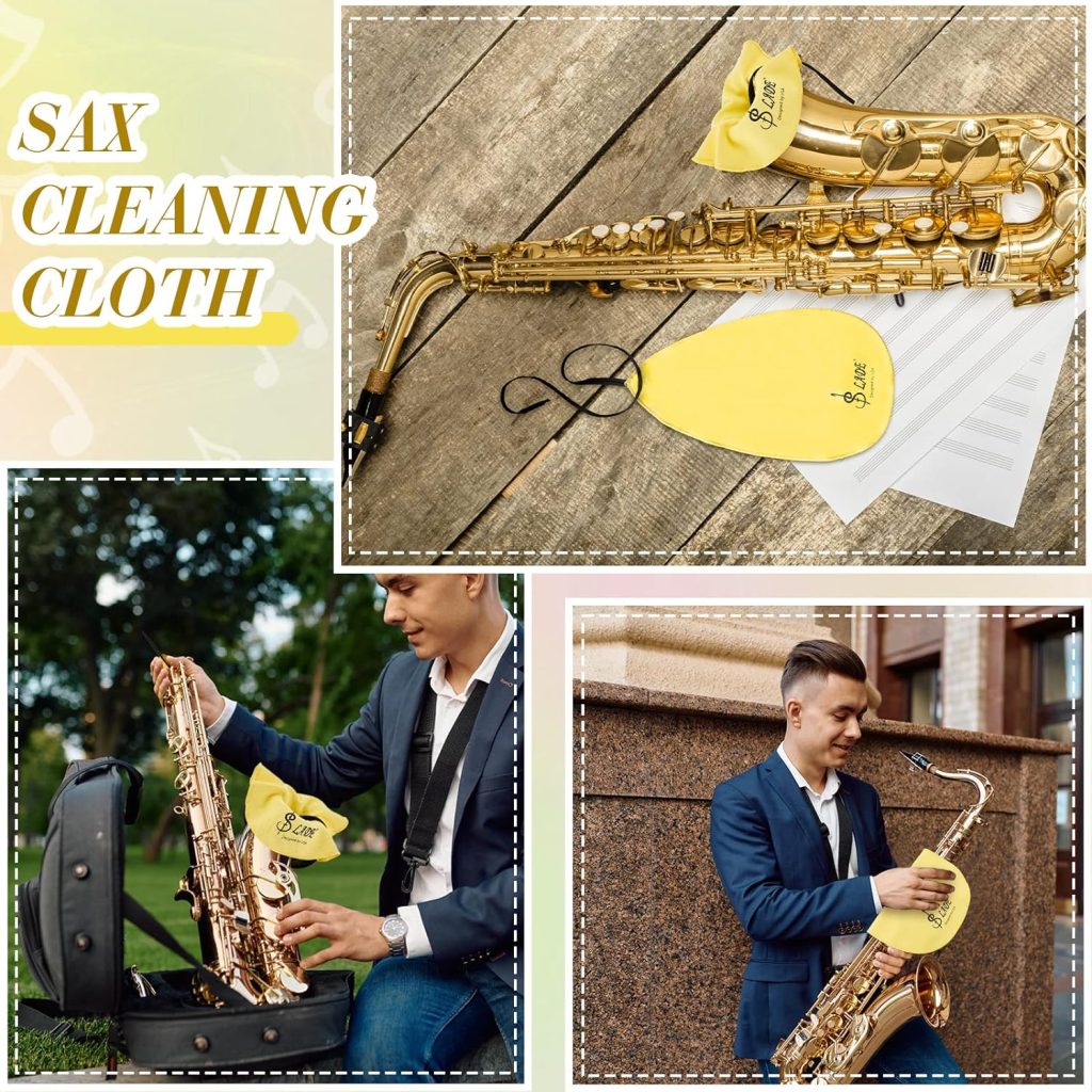 Didaey 4 Pcs Saxophone Cleaning Kit Alto Sax Cleaning Cloth Clarinet Cloth Swab Instrument Cleaner for Inside Tube Suitable Clarinet Piccolo Flute Sax Saxophone