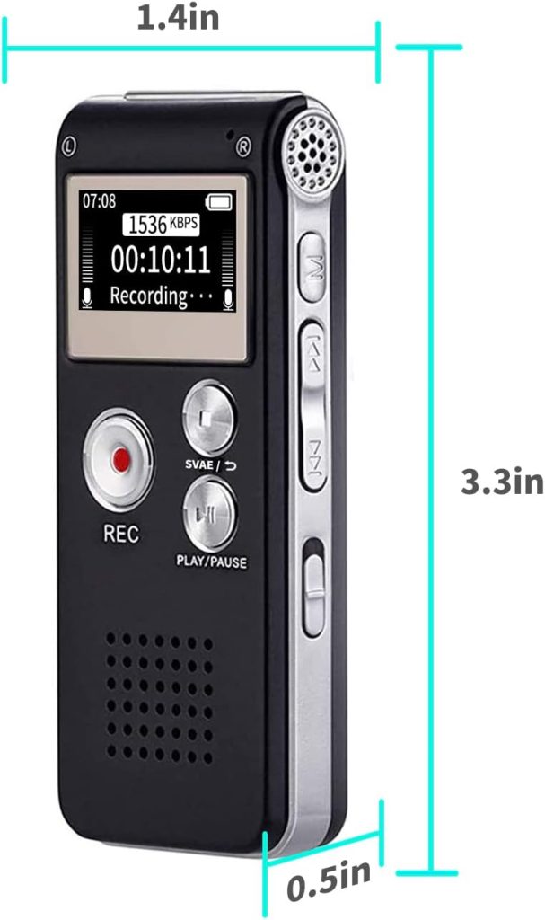 Digital Voice Recorder 16GB Voice Recorder with Playback for Lectures - USB Rechargeable Dictaphon Upgraded Small Tape Recorder