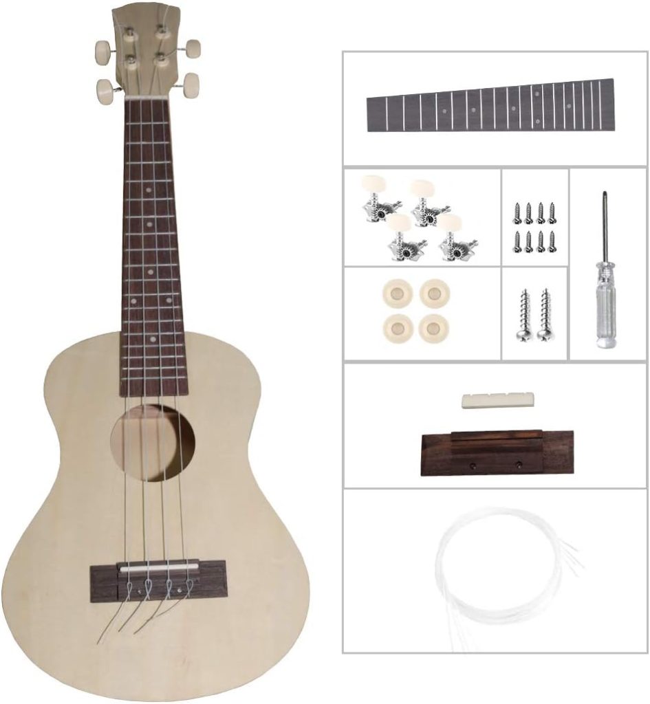 DIY Ukulele Kit, Build Your Own Ukulele Concert Ukulele 21inch 23inch Basswood Make Your Own Hawaii Ukulele DIY Kit for Beginners/Kids (21Inch)