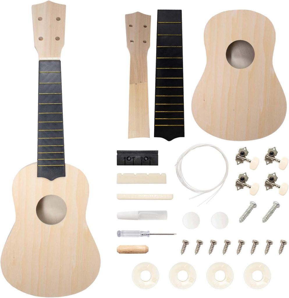 DIY Ukulele Kit Soprano (22inch) Build Your Own Guitar Kit with our Ukuleles Guitar Build Kit. DIY Ukelele Kit has 33 Pieces for all DIY Guitar needs. Guitar diy kit great to Build Your Own Ukulele