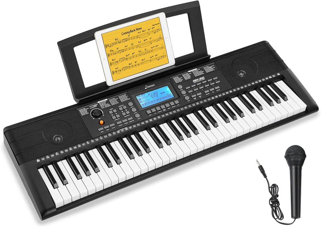 Donner Keyboard Piano, 61 Key Piano Keyboard for Beginner/Professional, Electric Piano with Microphone  Piano App, Supports MP3/USB MIDI/Microphone/Insertion of the pedal